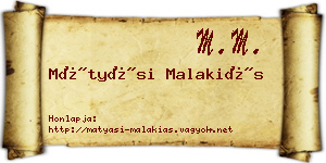 Mátyási Malakiás névjegykártya